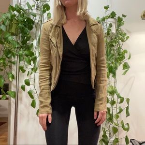 Free people linen blend Moto jacket
